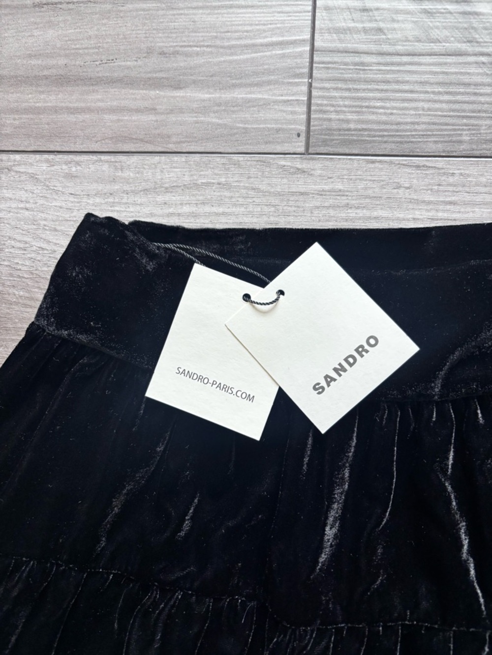 Sandro Black Velvet Tiered A-Line Mini Skirt 34 - Picture 3 of 9
